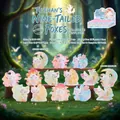 Nine-tailed fox figurine with gradient transparent tail on a wooden display stand - -390 Tushan Nine-tailed Fox Small Box 12 / Full Box Set