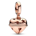 Elegante ciondolo a campana a cuore traforato in oro rosa con stelle per braccialetti - Stile Campana Cuore Oro Rosa (045)