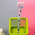 Cute white glitter gel pen with a transparent cat head cap and colorful sequins inside - White Eyelash Eye Cat