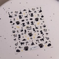 Stickers nail art 3D relief motif chat noir avec empreintes de pattes et fleurs - TS-3782 Journal du Chat Noir - Nouveau Relief