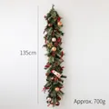 135cm Weihnachtsguirlande mit Kiefernzapfen, roten Schleifen und Weihnachtsmann-Puppe - 135cm Dekorierte Girlande