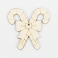 DIY unfinished wooden Christmas ornament in candy cane shape with a bow design - Candy Canes (9) / 10 Pieces Pack