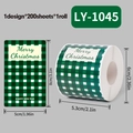 200pcs Green Plaid Merry Christmas Roll Stickers for Kids' Journaling and Gift Sealing - LY-1045 (Green Plaid)