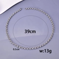 Silver stainless steel Cuban link chain necklace with 39cm length and 0.5cm width - Pearl