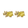 Golden triceratops stud earrings with yellow transparent gemstone in 18K gold finish - Yellow Triceratops - Gold