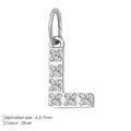 Silver letter L pendant with pavé cubic zirconia for DIY jewelry making 7mm - L-Silver