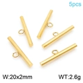 Set of 5 golden stainless steel T-bar jewelry toggles 20x2mm for DIY necklace making - Gold Slender Smooth Style (KLJ8511-Z)