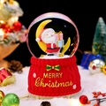 Aimant boule à neige de Noël avec Père Noël sur lune et base rouge festive - 2208 Lune / Grand 100 Neige+Lumière+Musique