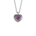 Fashionable heart-shaped purple amethyst pendant necklace with silver twisted metal chain - Amethyst Texture Heart Style (NSN0183)