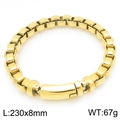 Bracciale a catena box dorata in acciaio inossidabile con chiusura cilindrica, 8 mm - 23CM / Oro
