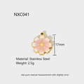 Detail view of 17mm pink cherry blossom pendant in gold plated stainless steel - NXC041-Pink Cherry Blossom