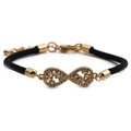 Infinity copper zircon bracelet with black braided rope and adjustable gold chain - Infinity / Black