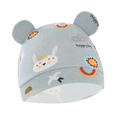 Gray newborn baby hat with cute rabbit ears and colorful cartoon rainbow print - Grey Rabbit Beanie with Ears