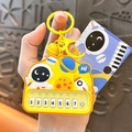 Llavero de piano miniatura de astronauta amarillo con teclas numeradas y cascabel pequeño - Colgante de Piano Astronauta / Amarillo