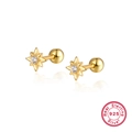 Pendientes de estrella en plata de ley S925 dorada con circonitas blancas centrales - Plata 925 / Dorado