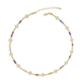 Colorful summer beaded necklace with natural pearls and adjustable gold lobster clasp - Colorful Beaded Irregular Pearl Style (ZZX220019A)