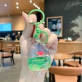 Groene ijsje vloeibare drijfzand sleutelhanger met watermeloen bedeltje en ring - Fruitijsje / Groen