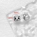 Macro detail of silver bear charms showing 9mm and 10mm size dimensions for DIY jewelry - Panda Head