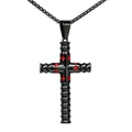 Collar con colgante de cruz cilíndrica negra y detalles rojos en cadena veneciana - Negro Colgante Solo (Sin Cadena)