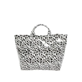 Minimalist waterproof tote bag with black and white leopard animal print pattern - Leopard White