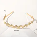 Macro detail of golden metal leaf headband showing 2cm width and engraved texture - Metal Headband-15 Pairs of Leaves