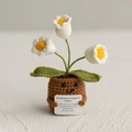 Handmade crochet emotional support plant with white flowers and motivational card - 3-Head Lily of the Valley - White