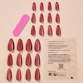 Glitzernde Katzenauge-Stiletto-Klebenägel in Rotbraun mit Nagelfeile und Klebepads-Set - Rotbrauner Katzenaugen-Stil (XC-24-12)