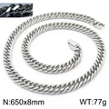 Hip hop curb chain necklace 650x8mm size with secure buckle clasp in silver finish - 8mm*650mm / Silver