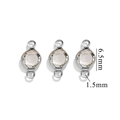 Silver stainless steel crystal connector for DIY jewelry, 6.5mm height with 1.5mm holes - Double Hole Steel - White