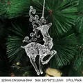 Transparent acrylic Christmas deer ornament 125mm hanging on a green tree branch - 125mm Christmas Reindeer
