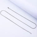 Detailed view of silver snake chain necklace with lobster clasp and extension link - 40+5cm / 1.8mm Dense Snake Chain / Steel