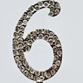 Number 6 silver cake topper with sparkling rhinestones for birthday party decoration - Number 6 Topper / Silver