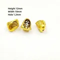 Three vintage gold skull spacer beads 12x10mm with 1.2mm hole for DIY jewelry - F-2 Gold Skull
