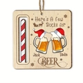 Christmas beer money holder wooden ornament featuring Beer theme with Merry Christmas text - Beer Theme/Personalized (Style 31)