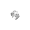 Verstelbare zilverkleurige ring met marquise geslepen steen en getextureerde band - Zilver