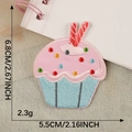 Pink cupcake embroidered self-adhesive patch for DIY bags and hats, 6.8cm size - Pink Blue Rabbit Ears