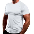 Slim fit men's white crewneck t-shirt in breathable quick-dry fabric for casual sports wear - White