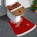Copriwater natalizio con renna e tappetino rosso in stile Babbo Natale, set da 2 - Set Renna