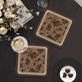 French vintage absorbent coasters with floral patterns and checkerboard borders in a set of 2 - French Medieval Style-Type A [Square Round Corner]