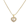 Collana con cuore placcato oro con contorno di zirconi e centro cangiante su catena - Stile Cuore Iridescente (CN001439YH)