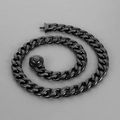 Hip hop street style black stainless steel Cuban link chain necklace with buckle - Polished Clasp (Bracelet) / 21cm / Black