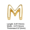 Detailed view of golden 3D letter M charm with precise dimensions 15mm by 14mm - Letter M