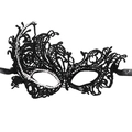 Elegant black lace masquerade mask with sparkling rhinestones and ribbon ties - Rhinestone Black Phoenix Style B (5706668349845)