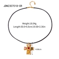 Collier croix en acier inoxydable plaqué or 18 carats serti de zircons multicolores - Style de Croix en Zircone Multicolore (JDN2307018-CR)