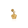 Golden five-petal flower pendant in stainless steel with textured edges on white background - D14-Flower Style