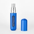 Portable 5ml blue refillable perfume atomizer bottle with metallic spray head and window - Matte Blue