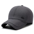 Dunkelgraue Winter-Baseballkappe für Herren mit dickem Stoff und seitlicher Metallplatte - Verstellbar / Grau