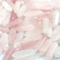 Pink and white natural crystal double pointed hexagonal pillars for jewelry - Rose Quartz