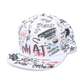 Cappello baseball bianco con visiera piatta e graffiti street art con scritta WHAT rossa - M (56-58cm) / Graffiti WHAT Bianco e Rosso (C)