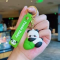 Cute panda baby keychain with green wristlet and bamboo accessory for backpacks - Gen 2 Holding Bamboo Shoot
